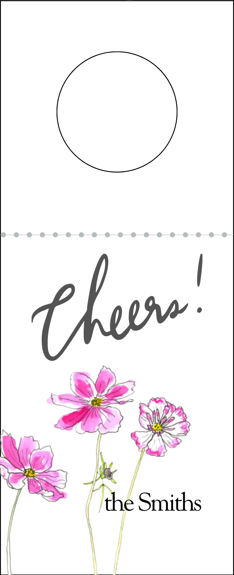 Pink Cosmos Personalized Wine Tag