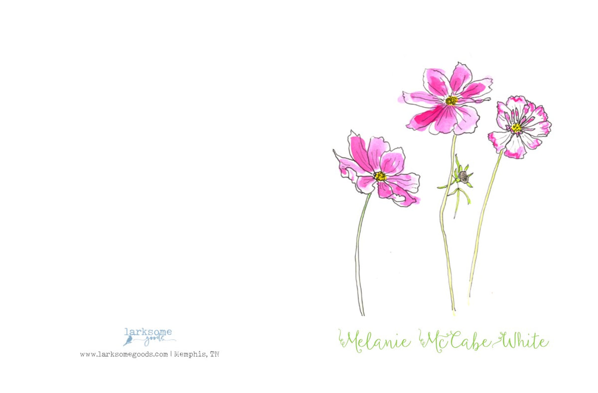 Pink Cosmos folded card