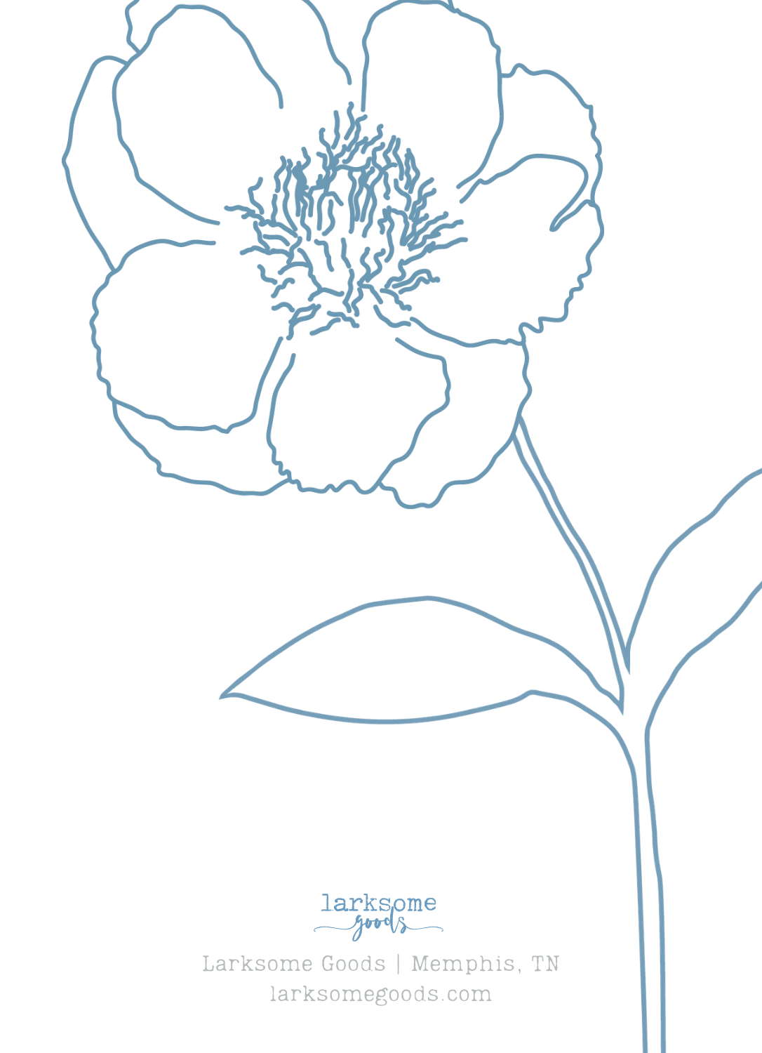 Blue Peony Stem Invitation