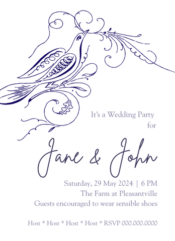 Spencerian Bird Invitation