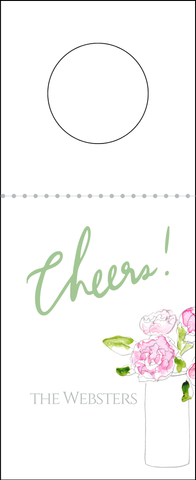 Pink Peony Personalized Wine Tag