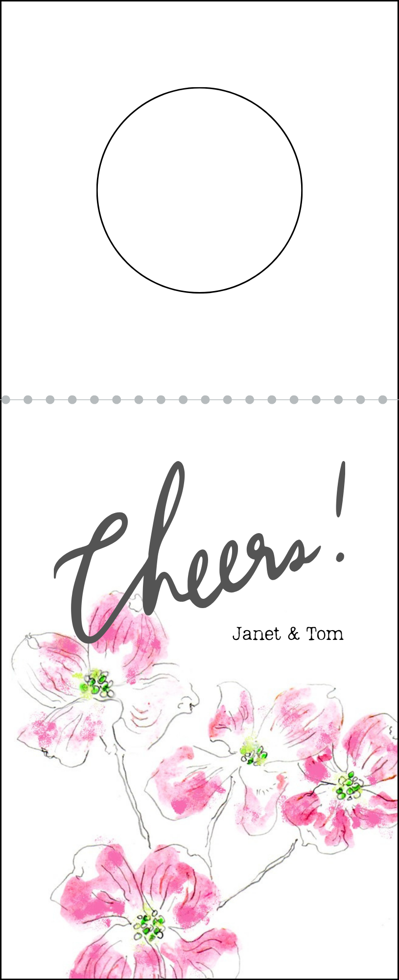 Pink Dogwood Personalized Wine Tag