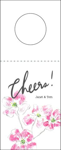 Pink Dogwood Personalized Wine Tag
