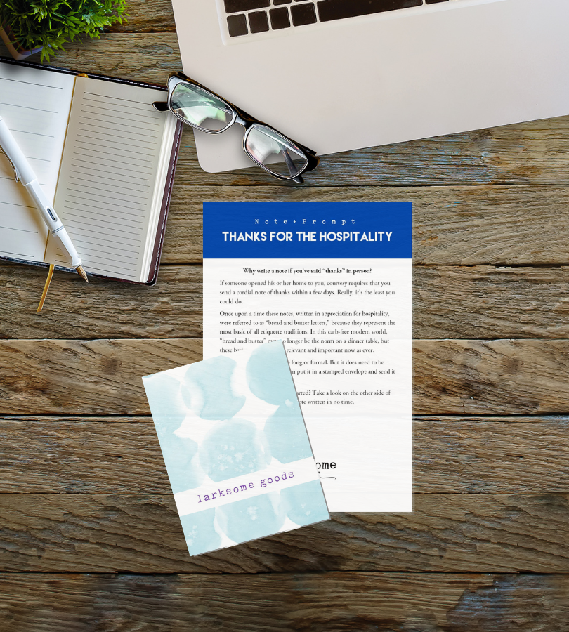 Note writing kit: Thanks for the Hospitality
