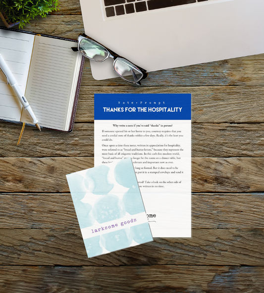 Note writing kit: Thanks for the Hospitality