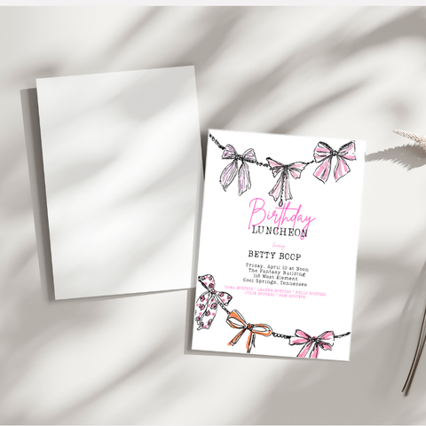 Party Bow Bunting Invitation