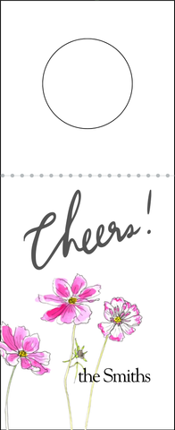 Pink Cosmos Personalized Wine Tag