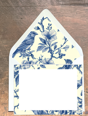Vintage Blue Birds & Blossoms flat card