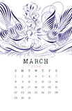 Spencerian Birds: 2026 Month per Page Calendar (11x17)