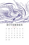 Spencerian Birds: 2026 Month per Page Calendar (11x17)