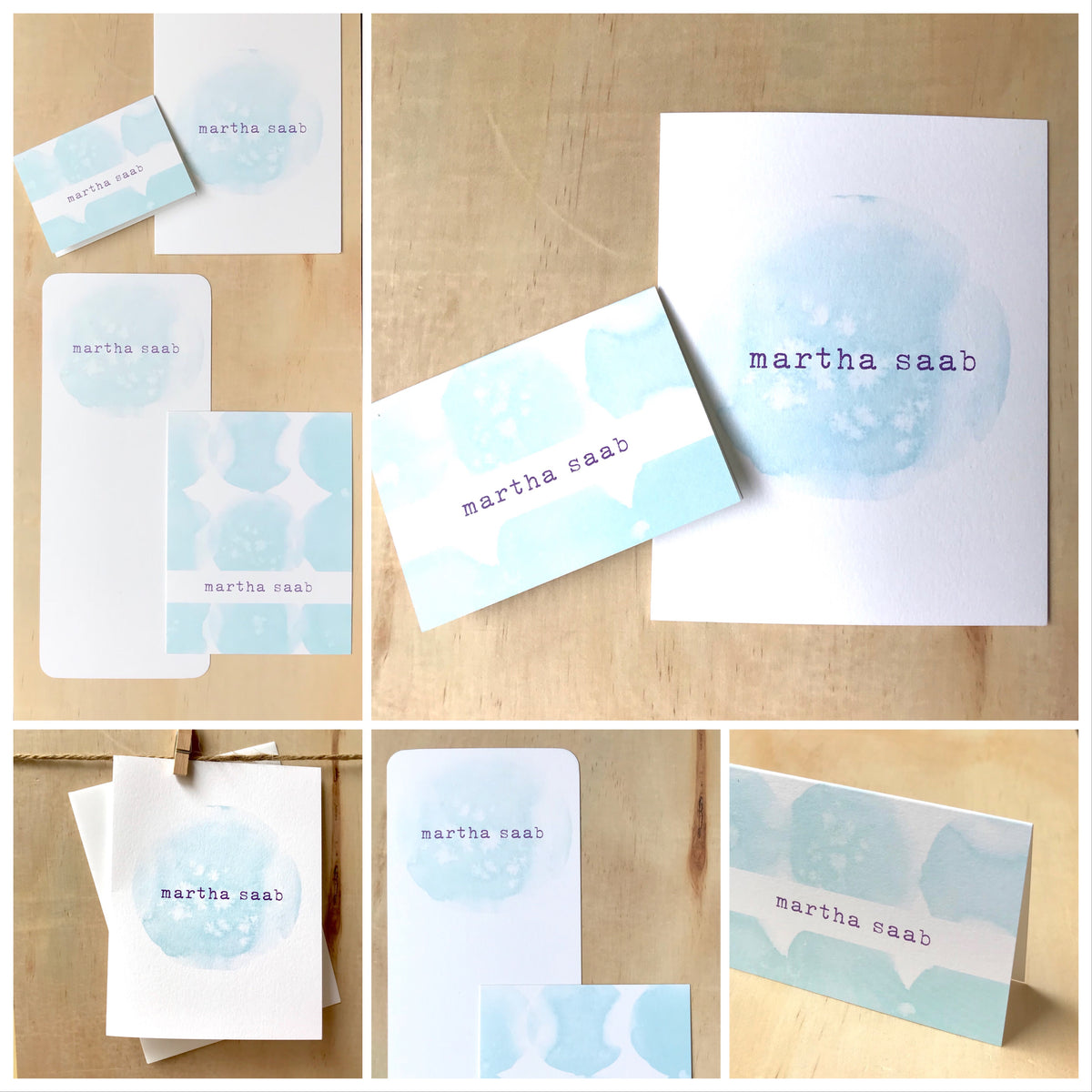 Aqua Watercolor stationery