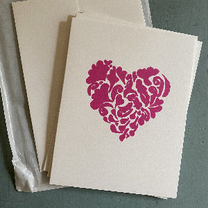 Pink heart note card