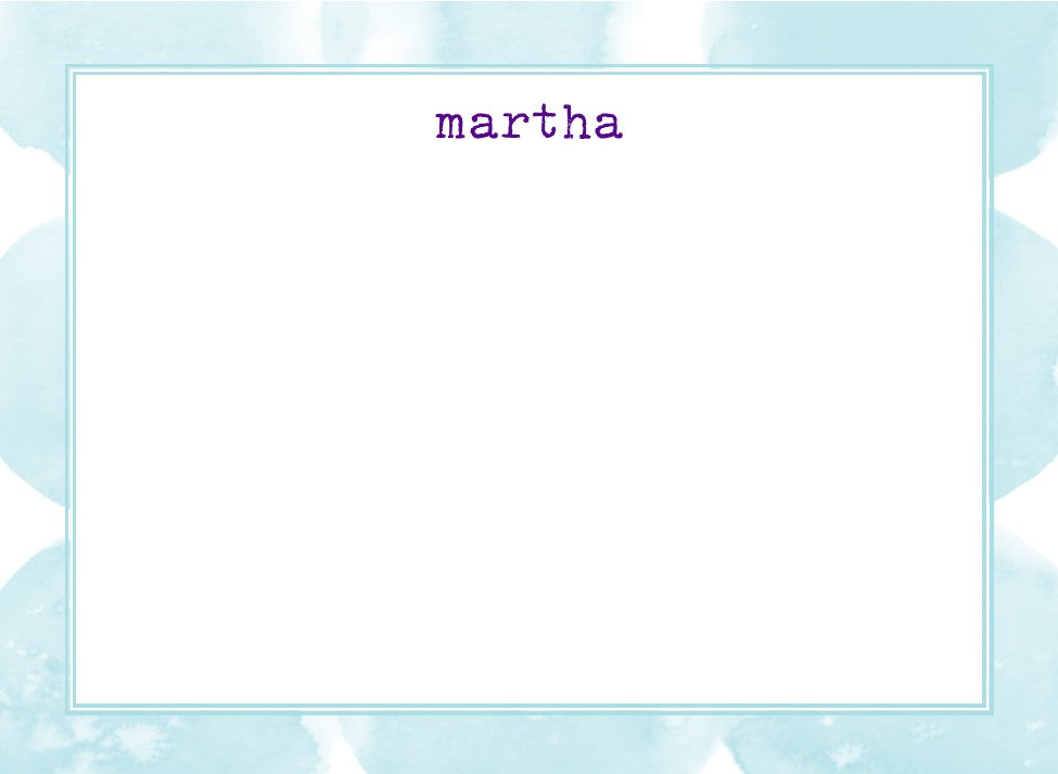 Aqua Watercolor stationery