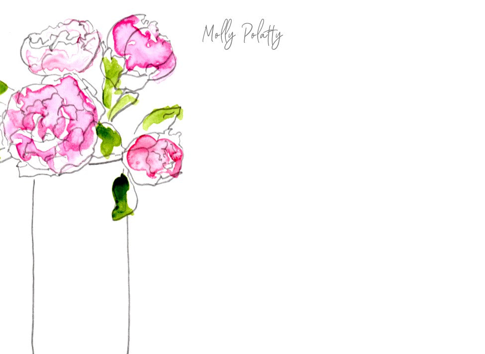 Pink peony stationery