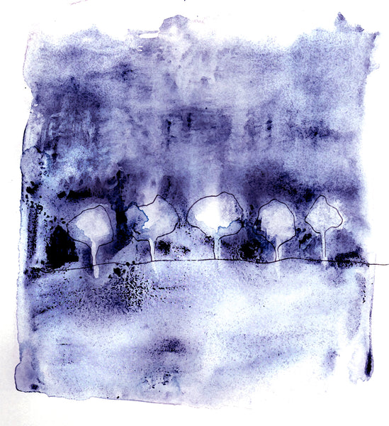 Indigo Trees Art Print