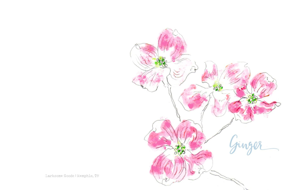 Pink Dogwood folded card